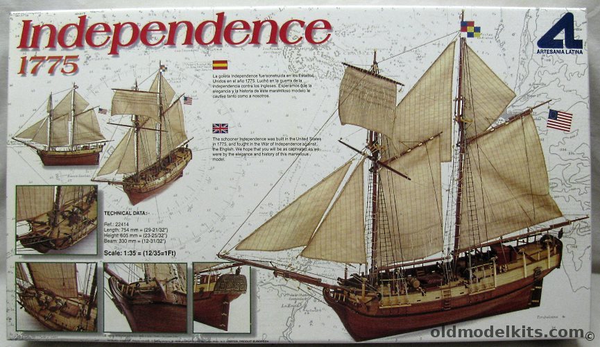 Artesania Latina 1/35 Independence American Schooner 1775, 20414 plastic model kit